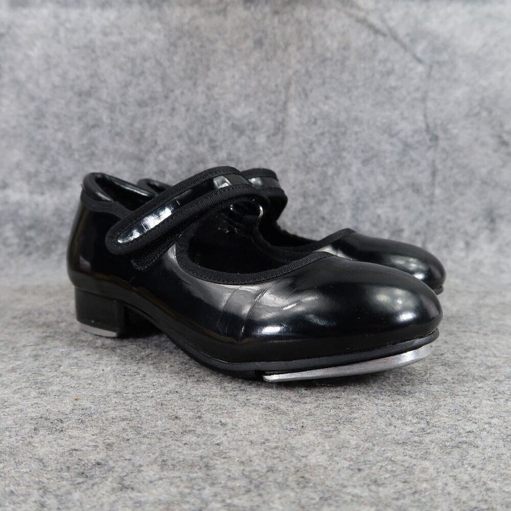 Tap Shoes Girls 12.5 Mary Jane Dance Black Patent Adjustable Strap Classic Kids